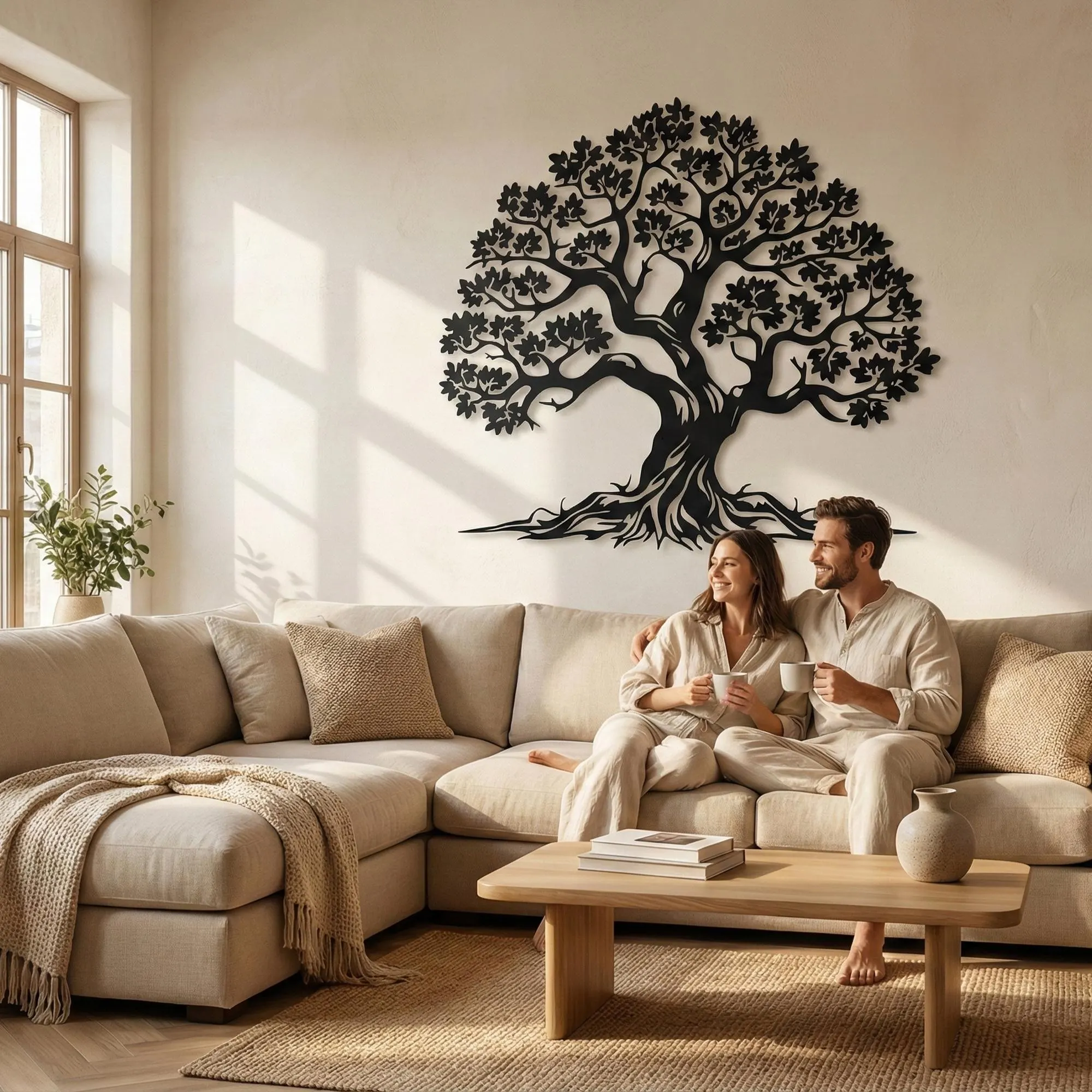 Metal Tree of Life Wall Art, Modern Branch Decor, Nature Inspired Oversized Wall Sculpture