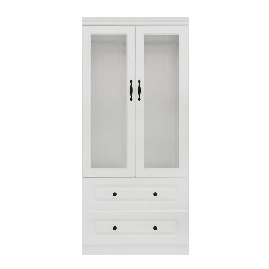 HomeRoots 71 White Wood Two Door Two Drawer Combo Dresser