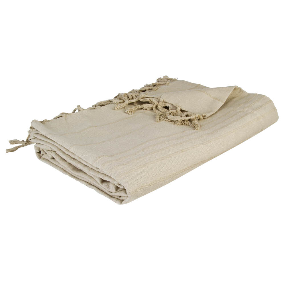 Manta com franjas linho 160x220cm