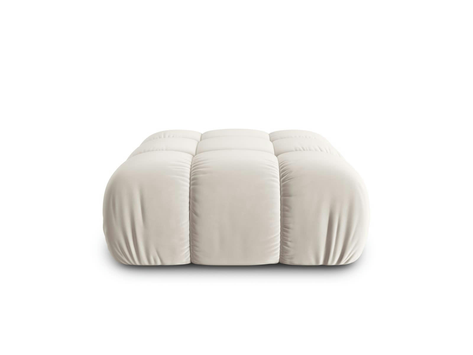 BELLIS - Pouf 1 place en tissu velours beige clair