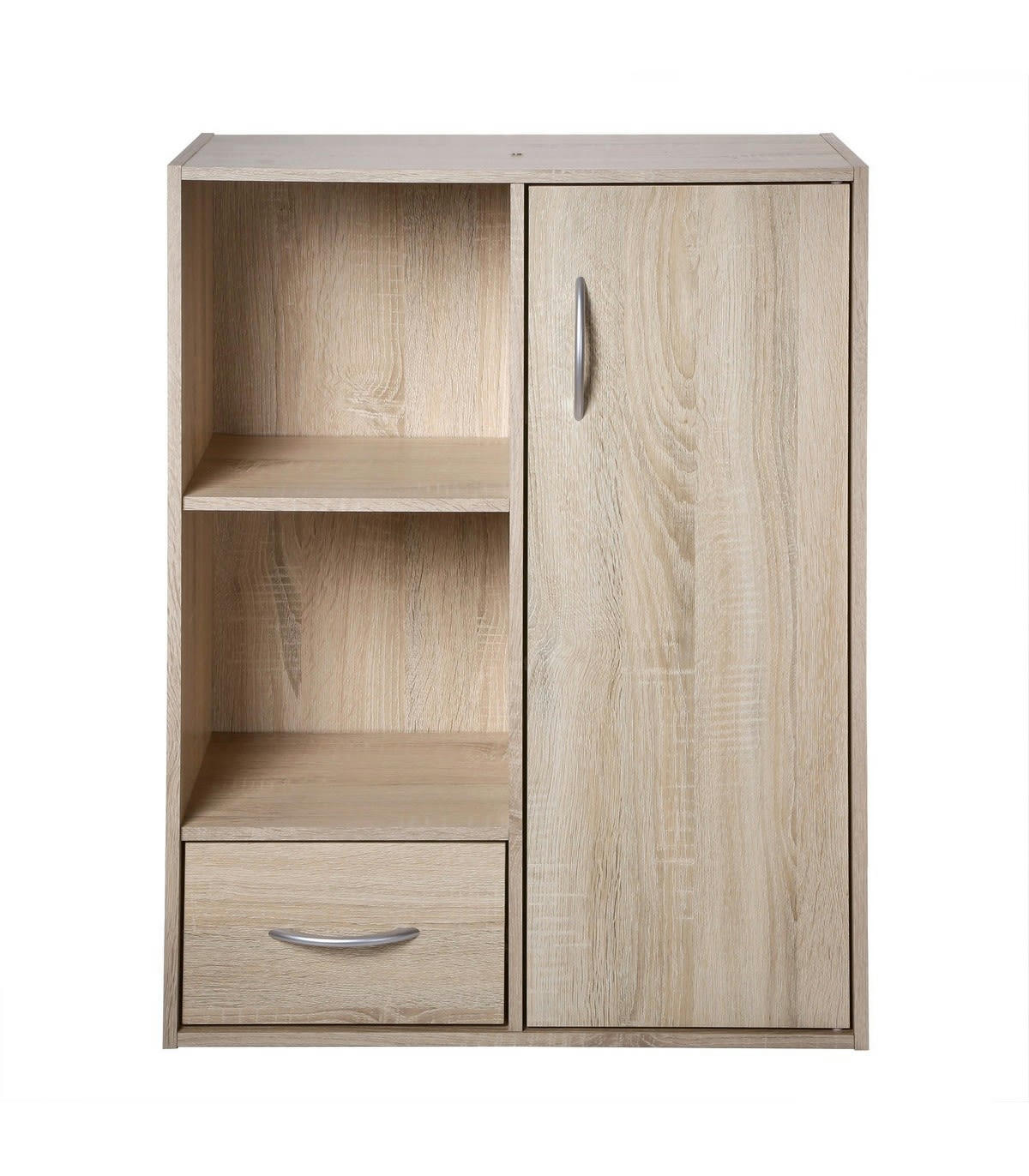- Étagère de rangement 2 cases 1 tiroir 1 porte effet bois - L62 x H80cm