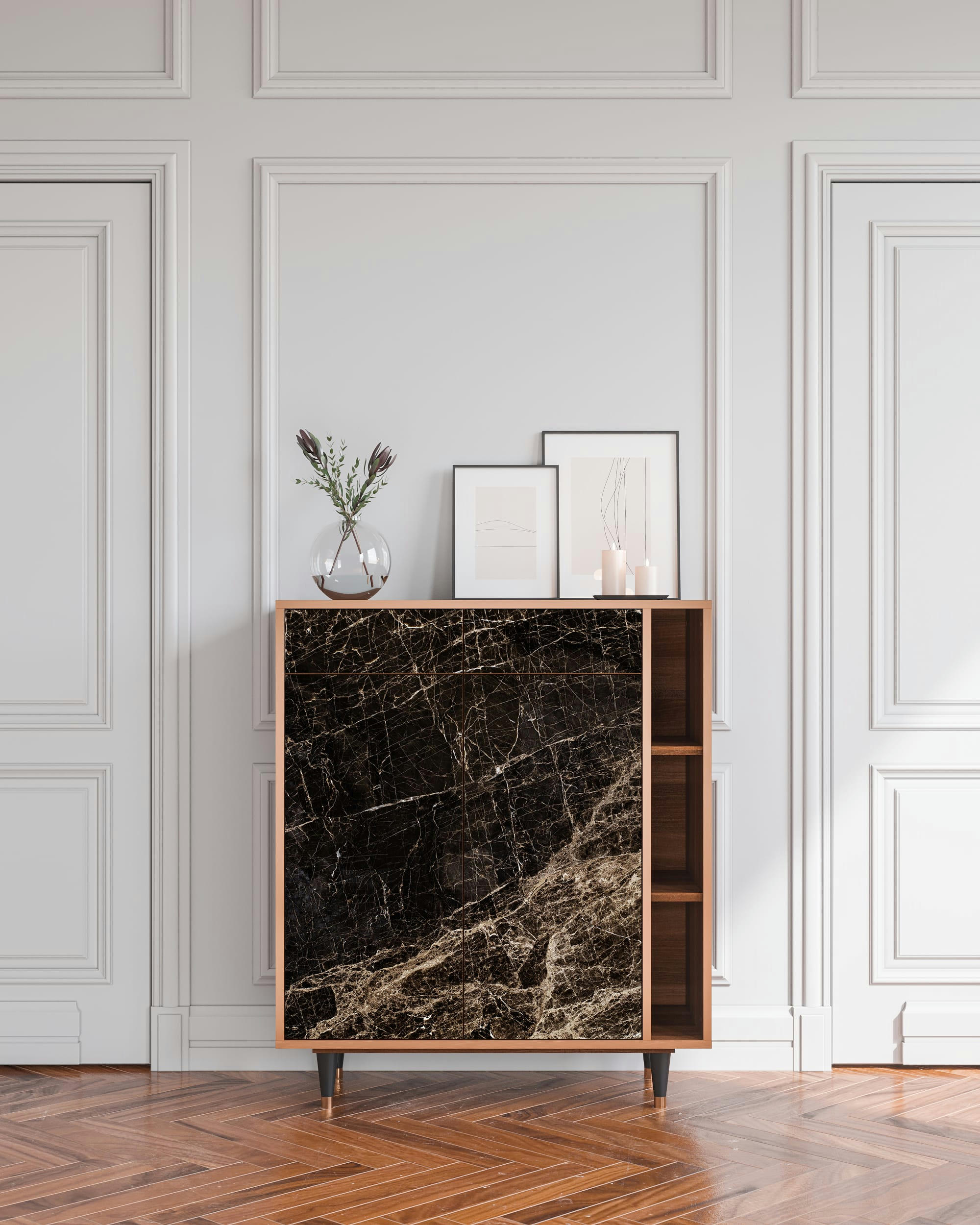 NIGHT ABYSS - Buffet  noir 2 tiroirs et 2 portes L 94 cm