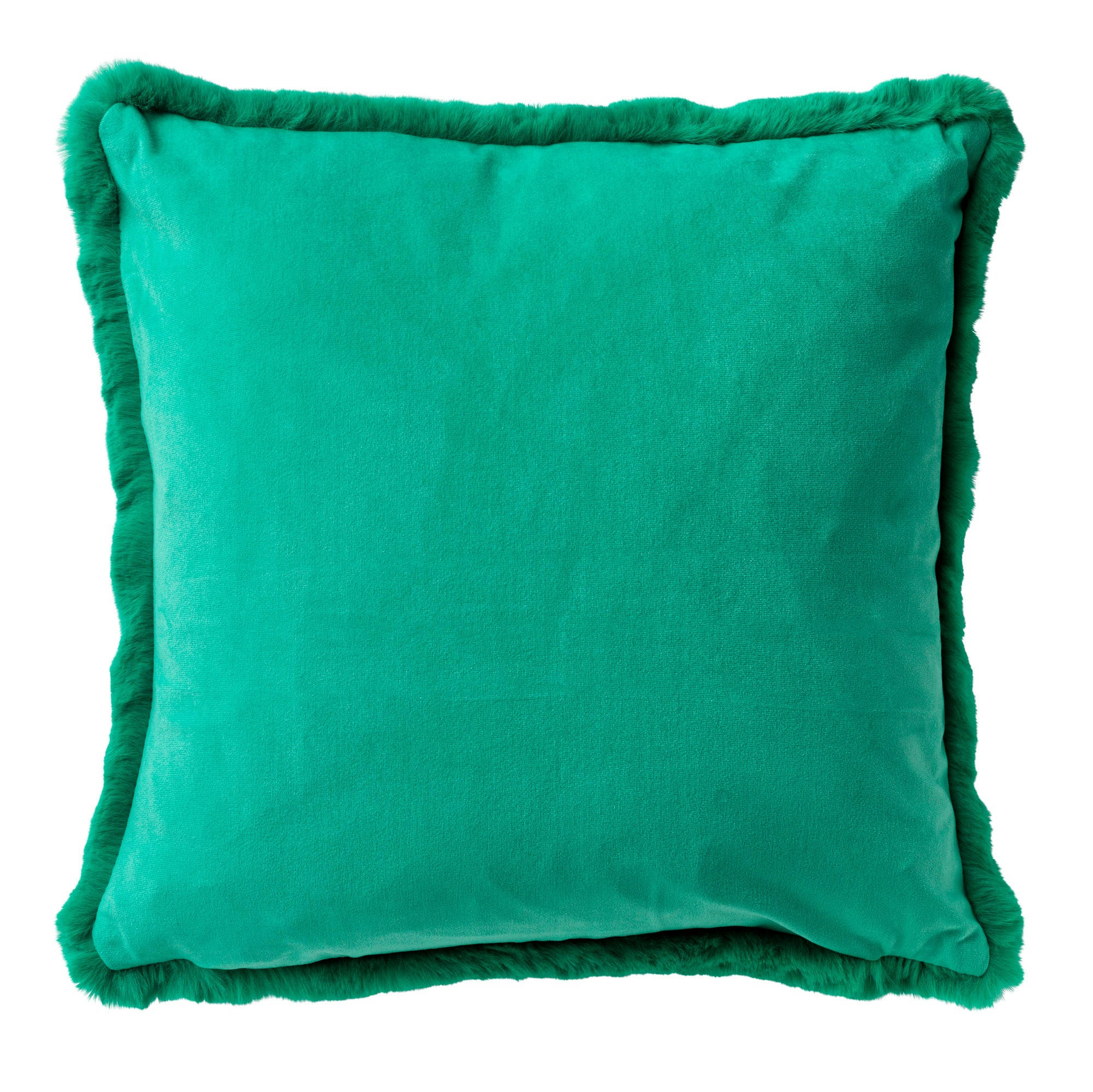 ZAYA - Housse de coussin vert fausse fourrure-45x45 cm uni