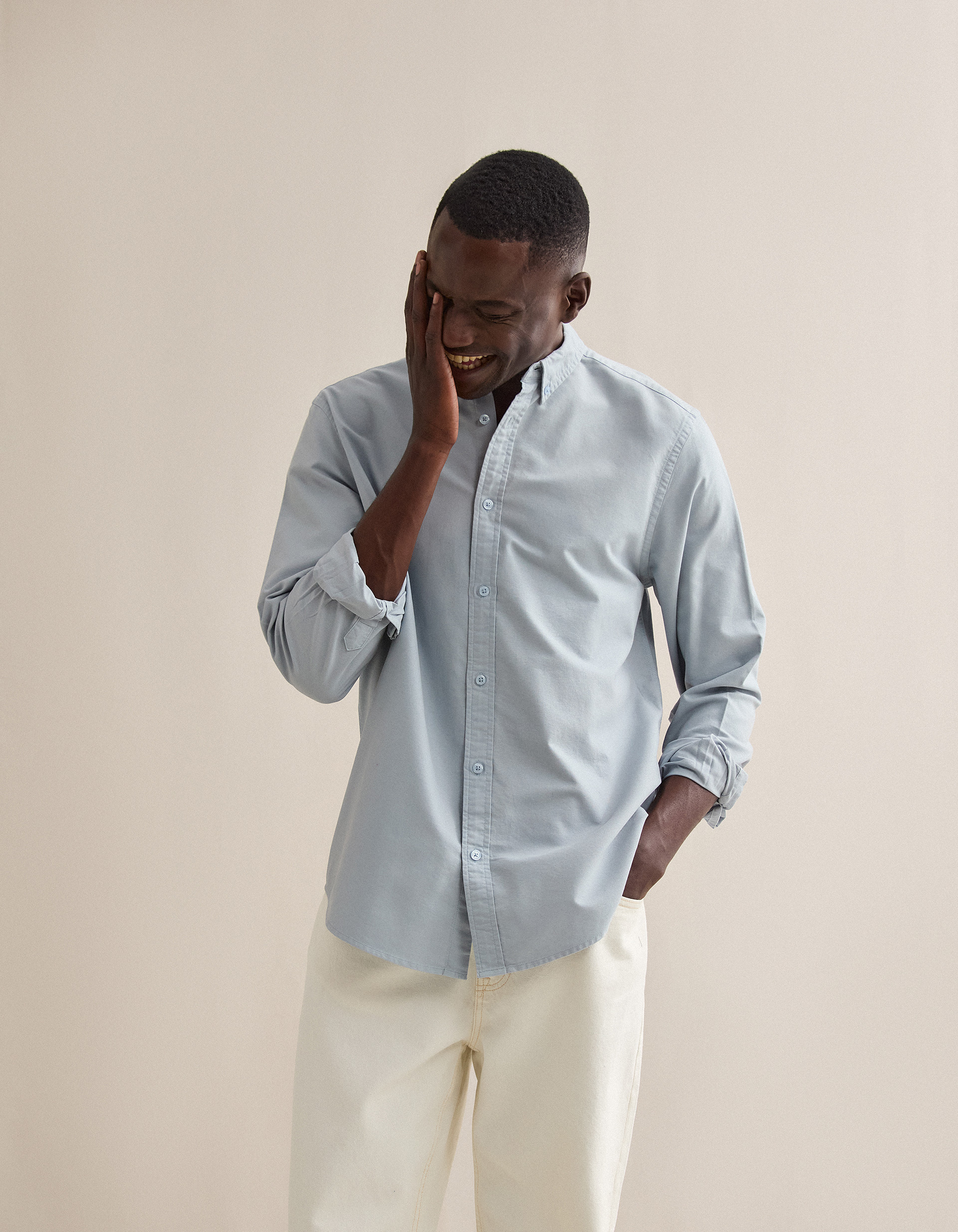 Camisa Oxford, Homem, Azul Claro