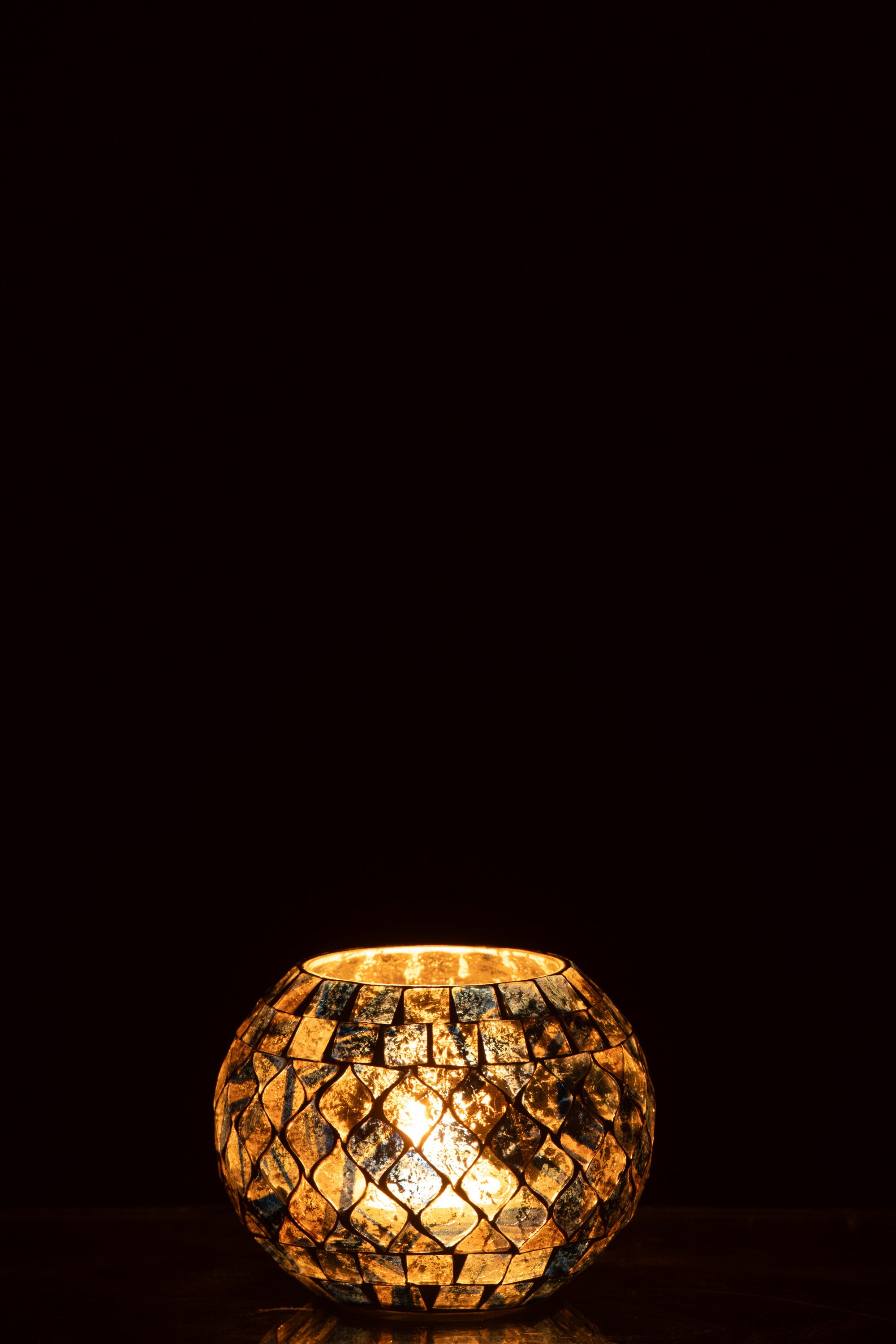 J-Line theelichthouder Mozaïek - glas - grijsblauw