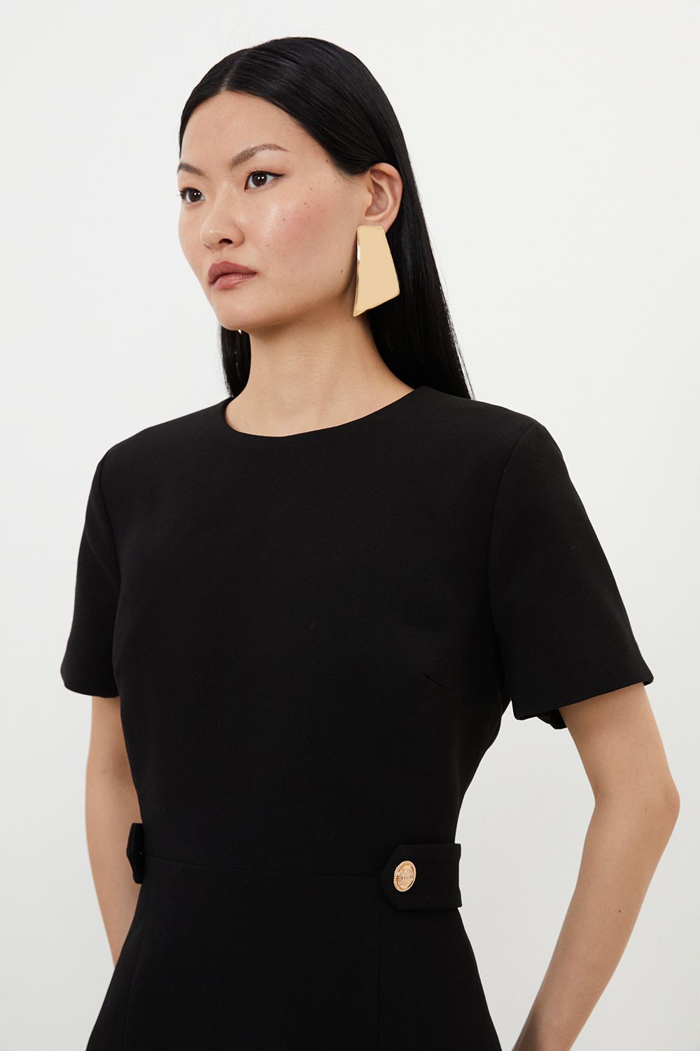 KarenMillen Petite Compact Stretch Essential Waist Tab Detail Tailored Mini Dress