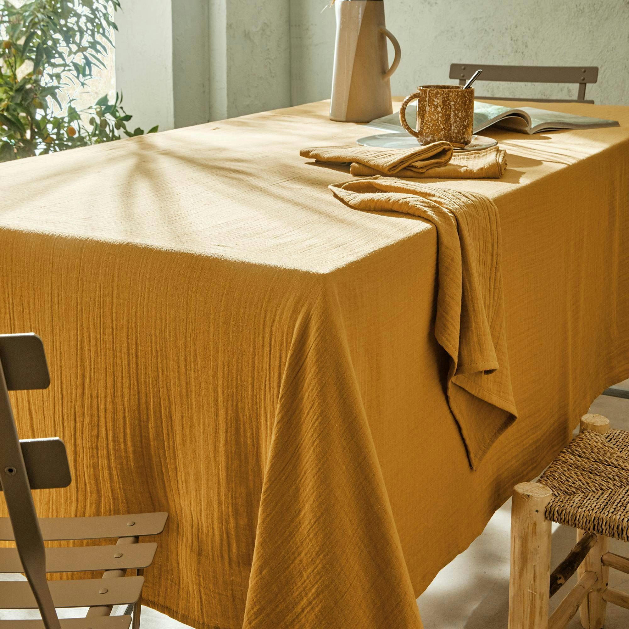 OLIVIANAP - Nappe 130x250 jaune en coton