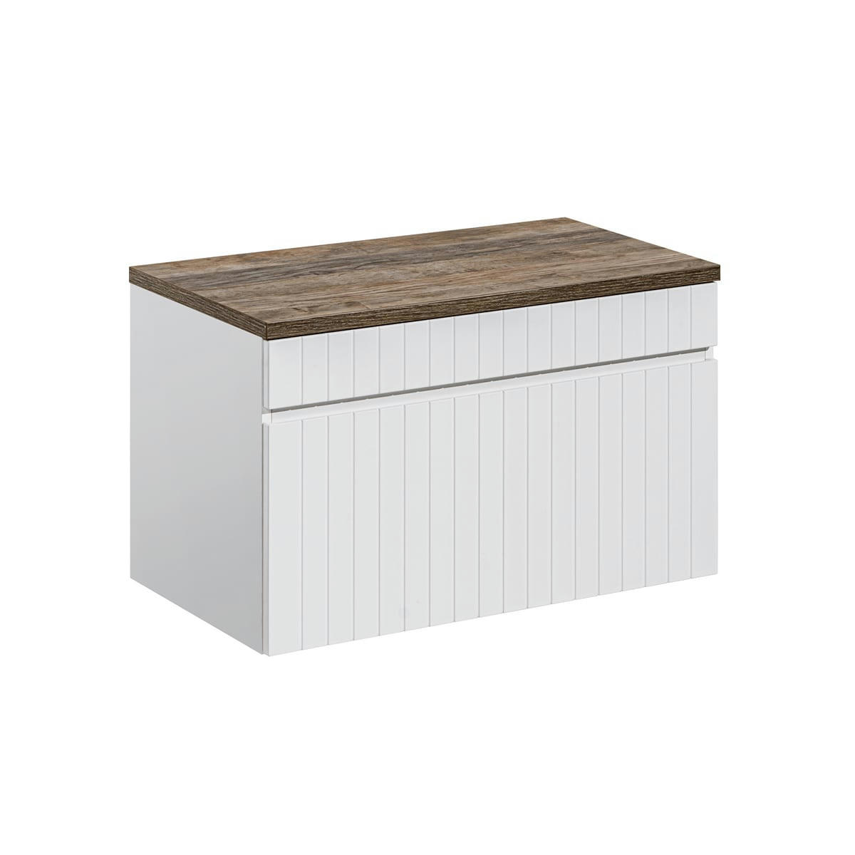 - Meuble sous-vasque 80cm plan de toilette blanc et naturel