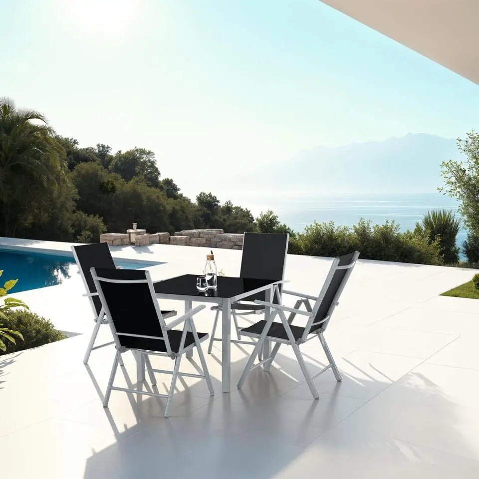 tectake Aluminium tuinset 4 1 - Zilver