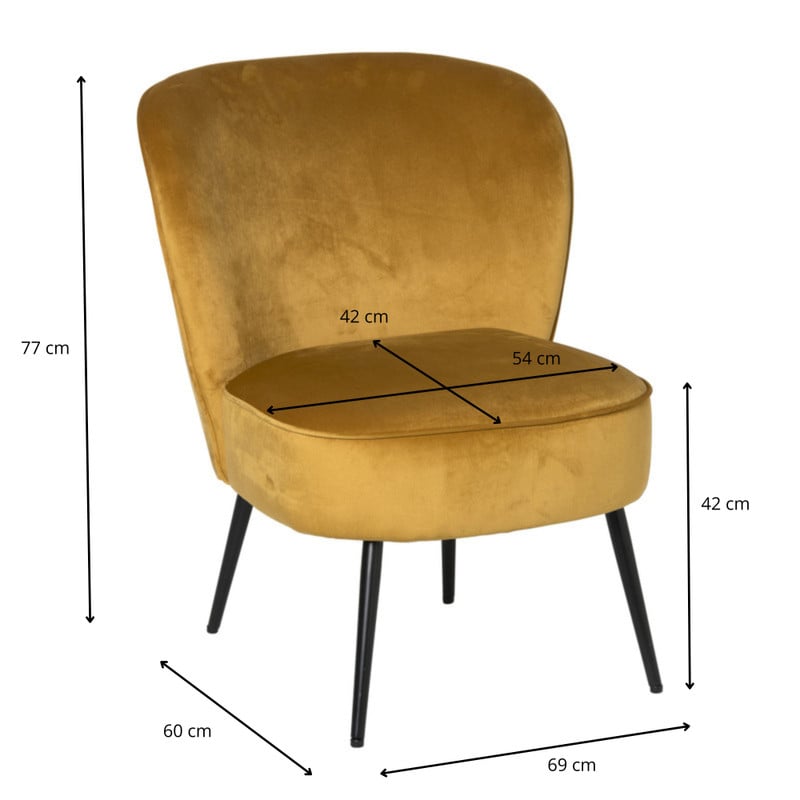 Fauteuil Frida - geel - 77x69x60 cm