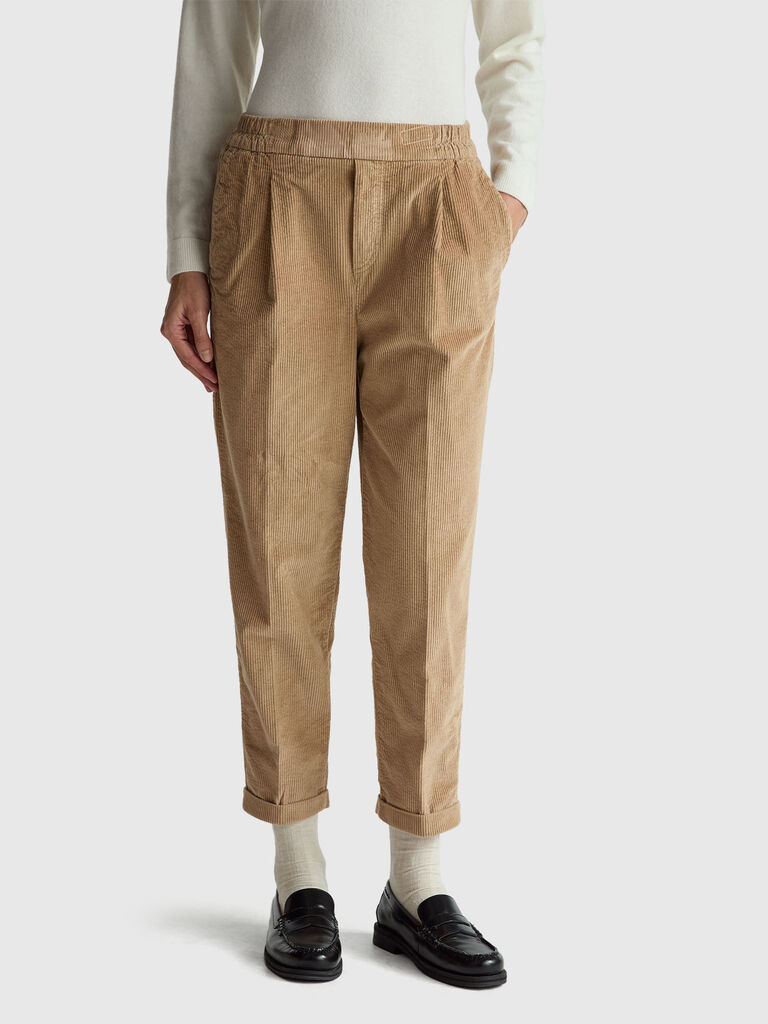 Chinos in velvet with stretch waist