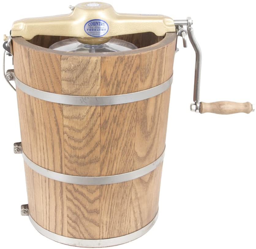 6 qt Country Ice Cream Maker  Classic Wooden Tub  Hand Crank
