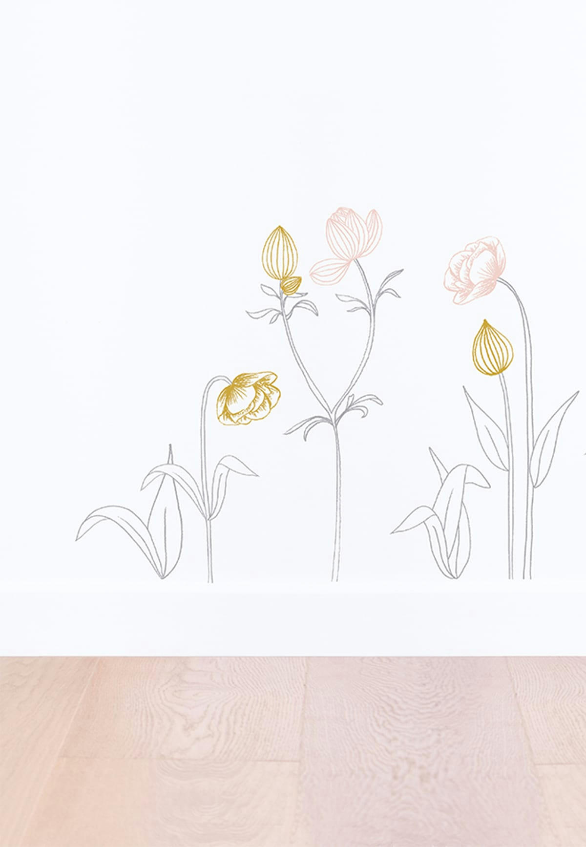 BOTANY - Stickers fleurs en Vinyle mat Rose 108x52 cm