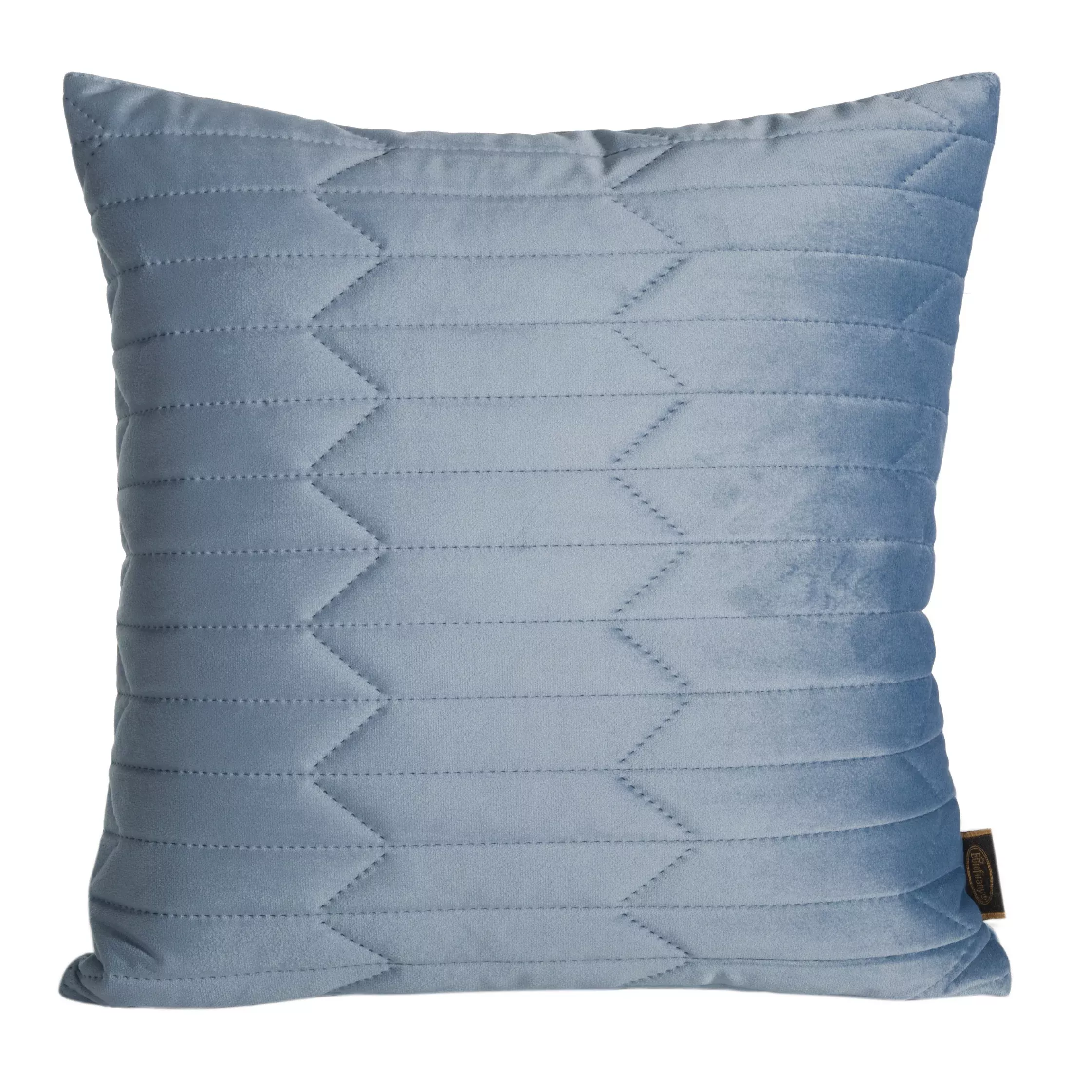 Poszewka na poduszkę 45x45 cm welwetowa, niebieska pikowana metodą hot press w geometryczny wzór SOFIA Eurofirany Premium