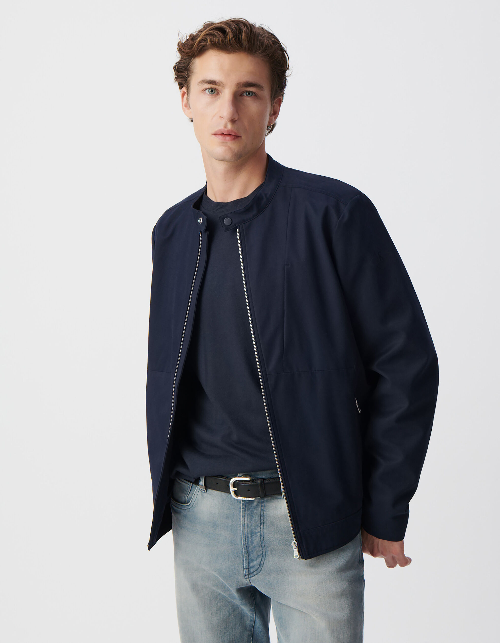 Blouson marine à col pressionné Homme
