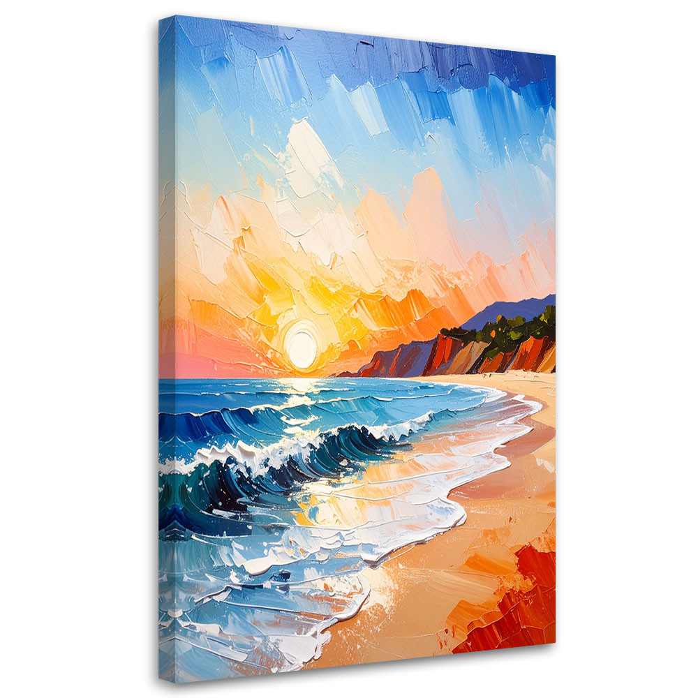 Feeby Obraz do salonu biura, Pejzaż Morze Plaża Zachód słońca 40x60