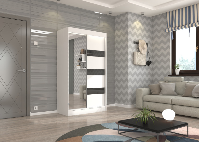 Szafa przesuwna z lustrem i lacobelem TOURA 120 White