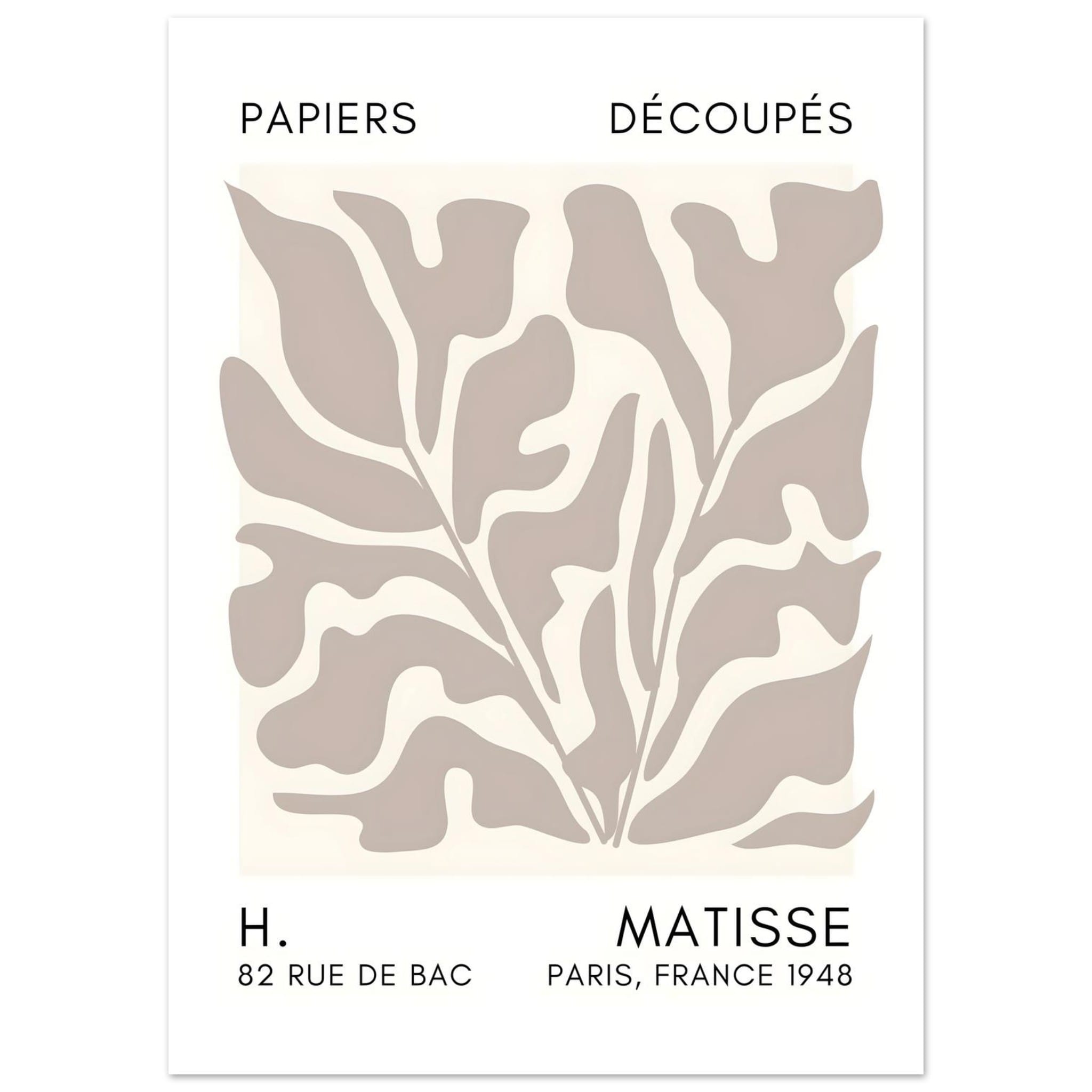 Artfulprints Poster Matisse – Seabed shapes grey  - 50x70 cm - Grijs