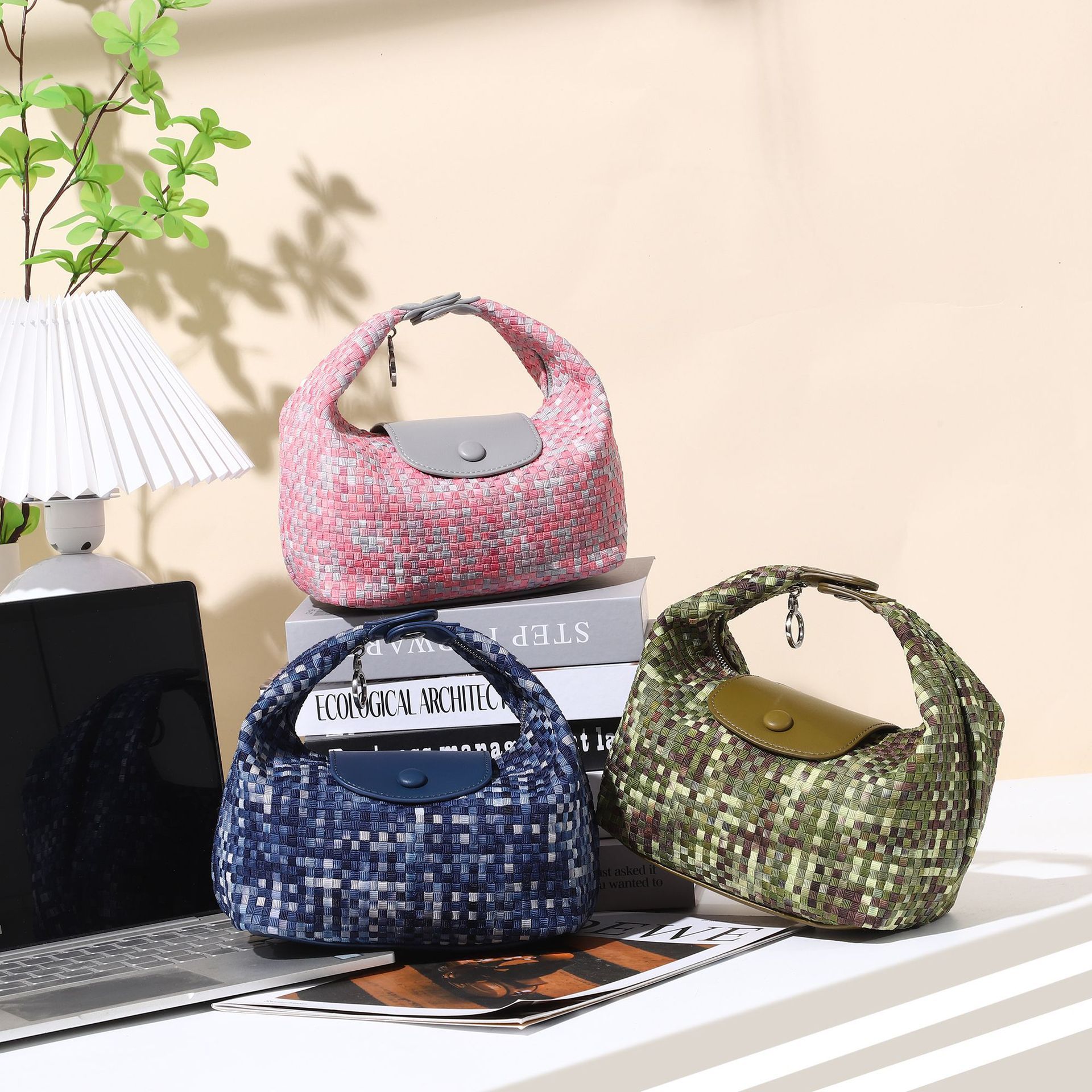 PEACH ACCESSORIES Textured Woven Mini Shoulder Bag with Strap