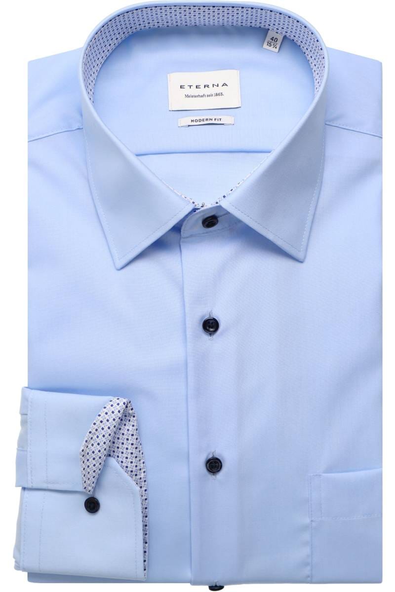 ETERNA Modern Fit Hemd hellblau, Einfarbig (extra kurzer Arm)