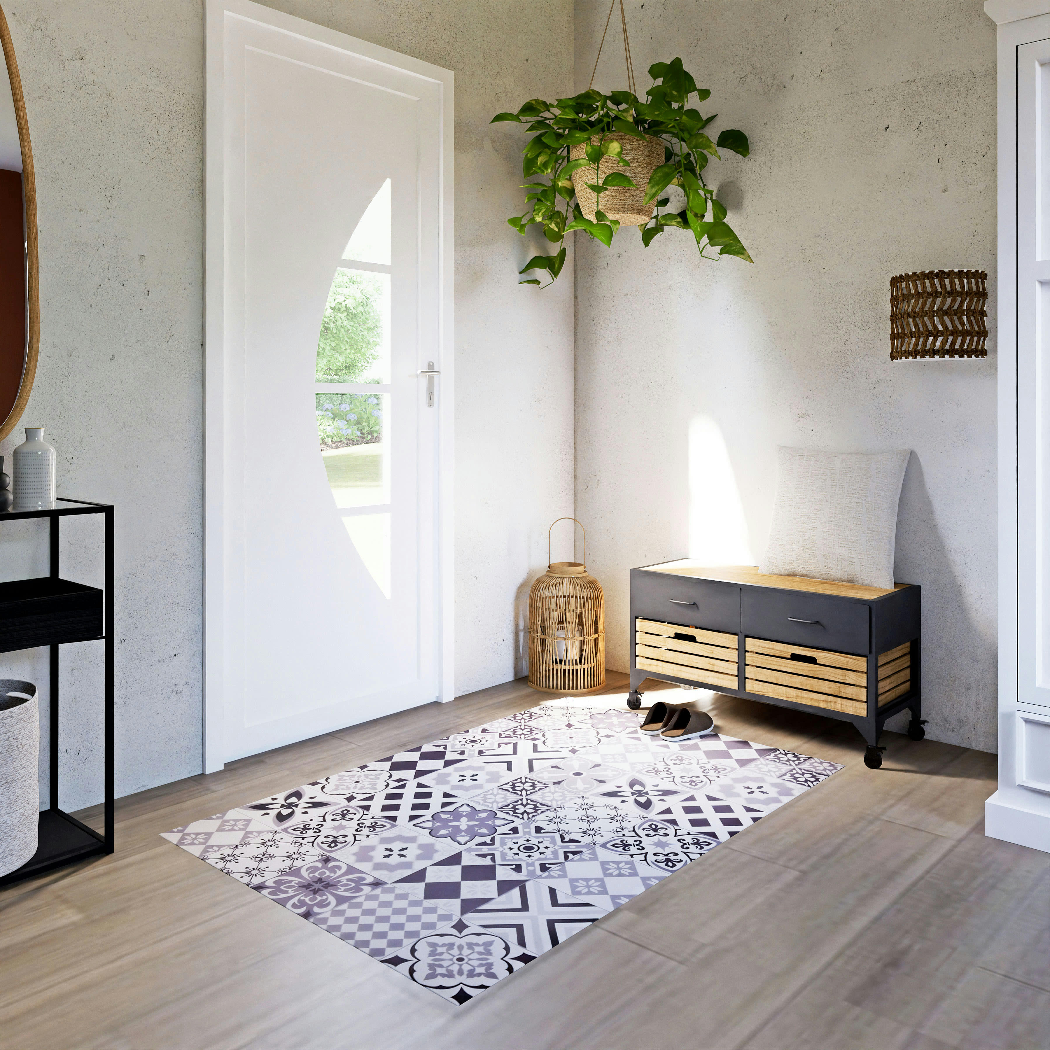 CANGGU - Applique en fibre végétale tressée et métal blanc