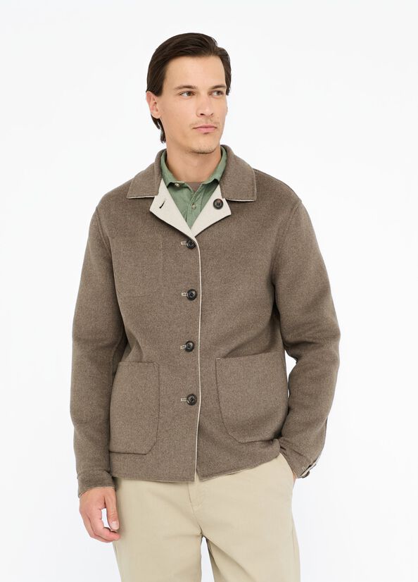 Giacca overshirt reversibile in lana