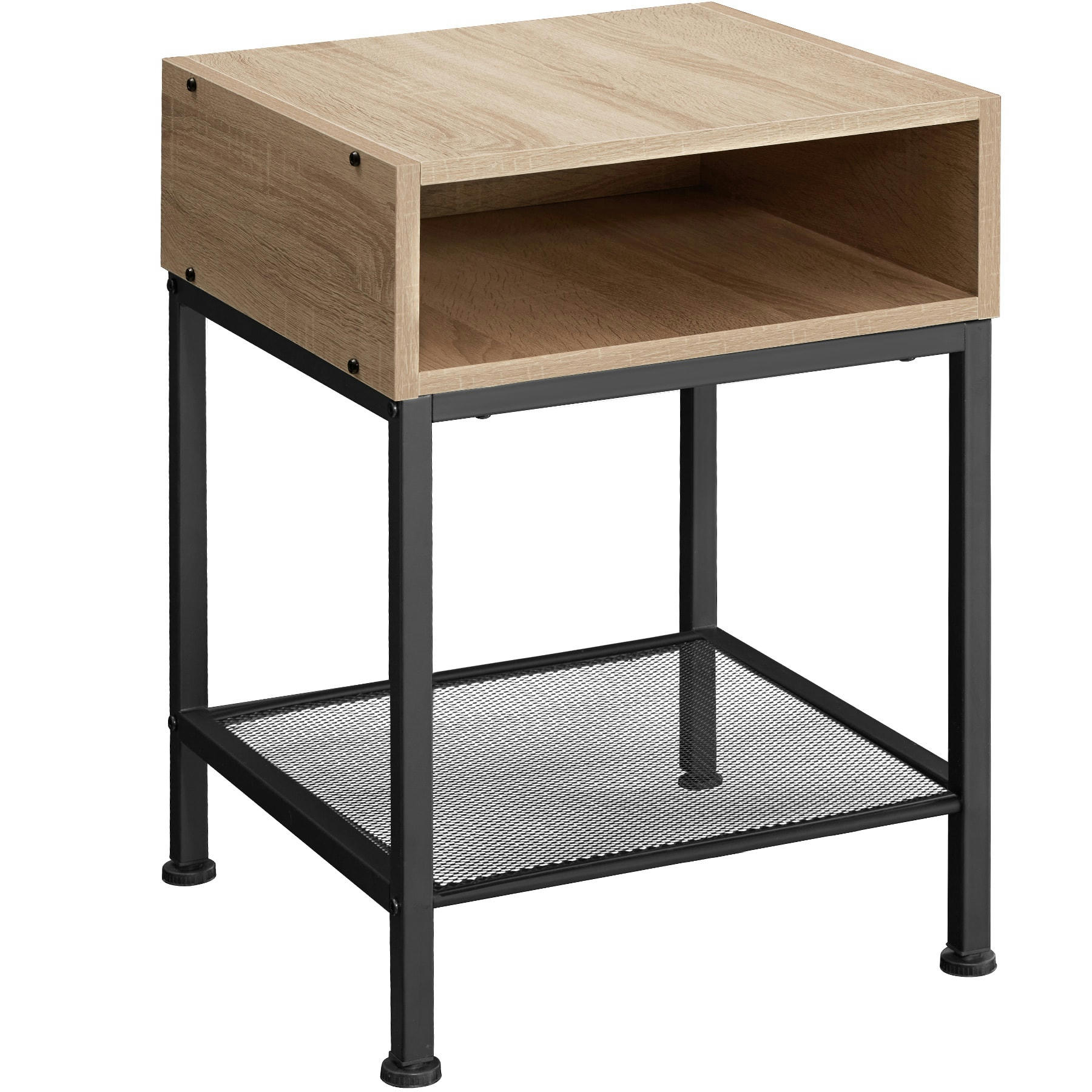 - Table de chevet 40.5x40.5x52.5cm bois clair industriel -chêne