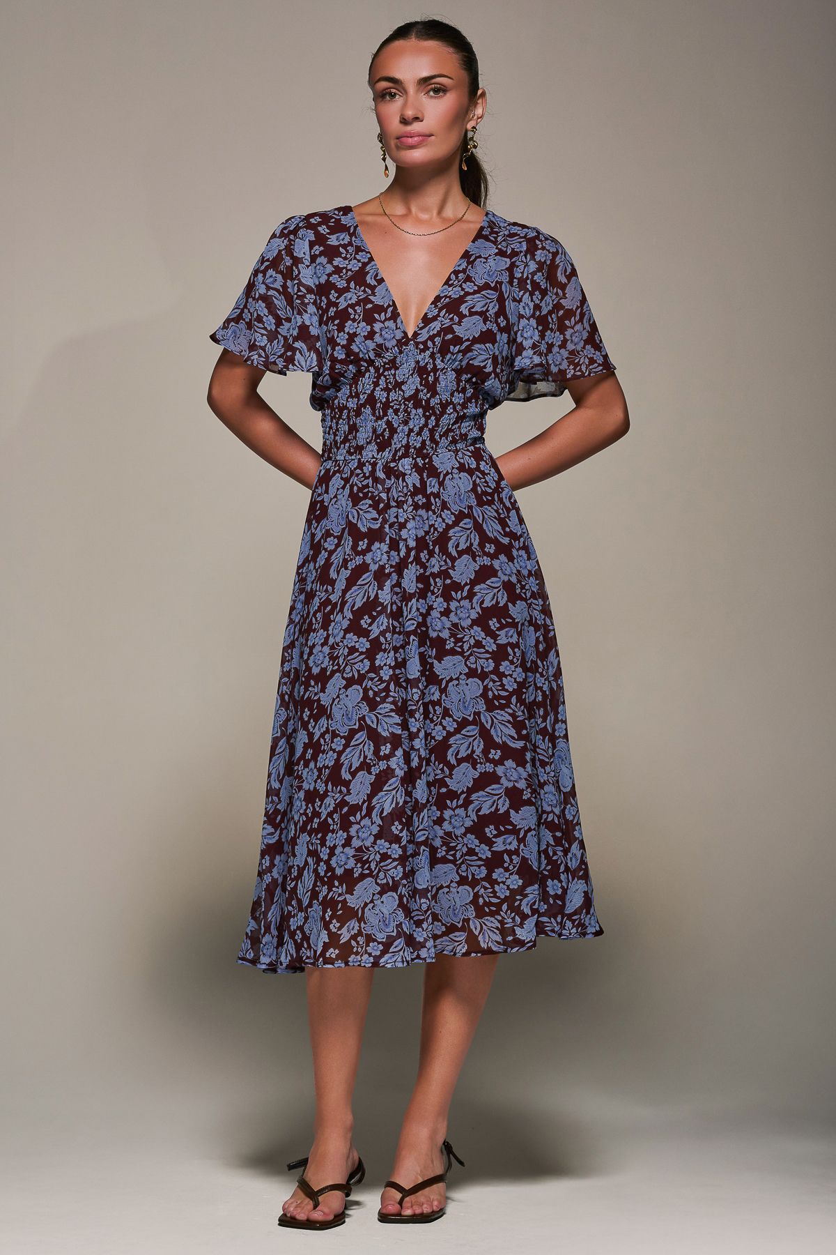 Jolie Moi Chiffon Tie Back Detail Midi Dress