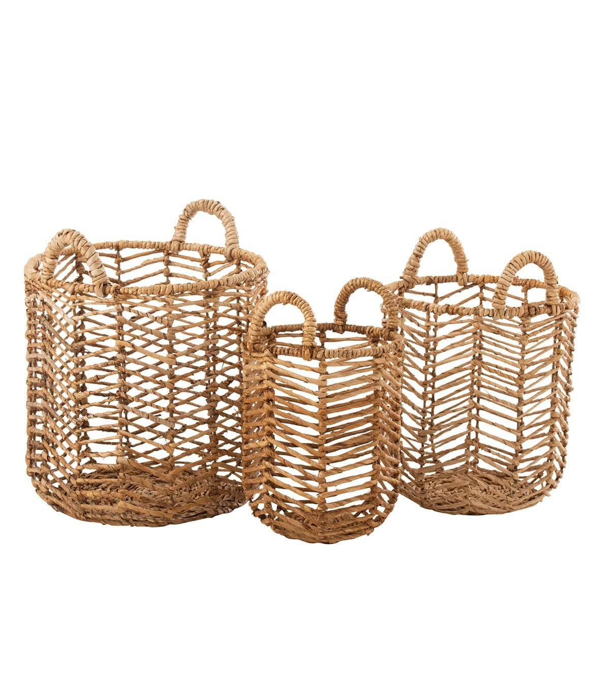 ZANZIBAR LIFE - Lot de 3 paniers empilables en feuille de banane - Marron