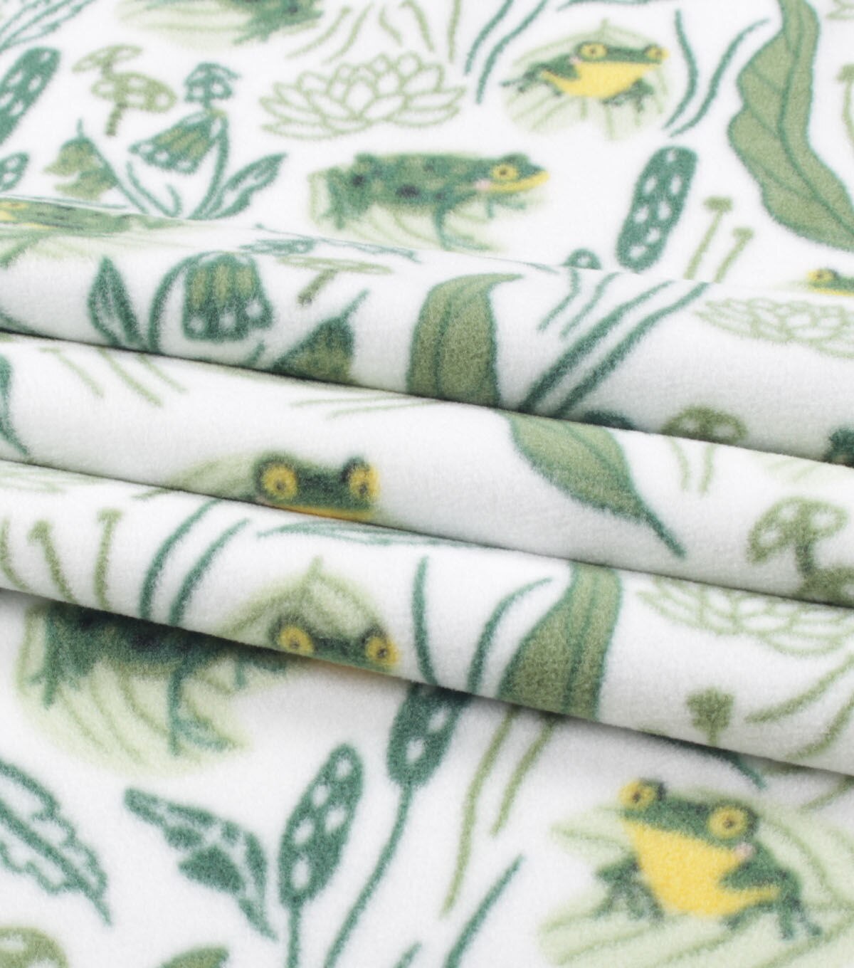 Frogs on White Anti Pill Fleece Fabric