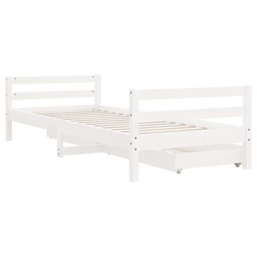 NNEVL Kids Bed Frame with Drawers White 90x190 cm Solid Wood Pine