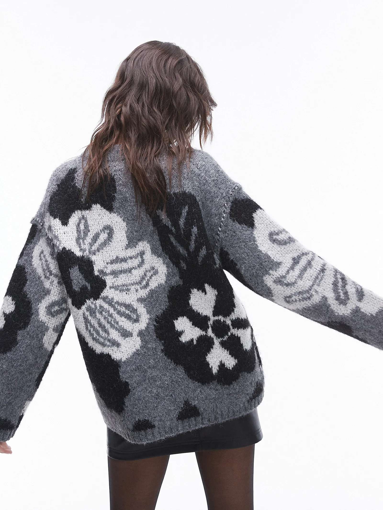 Knitted Floral Oversized Jumper