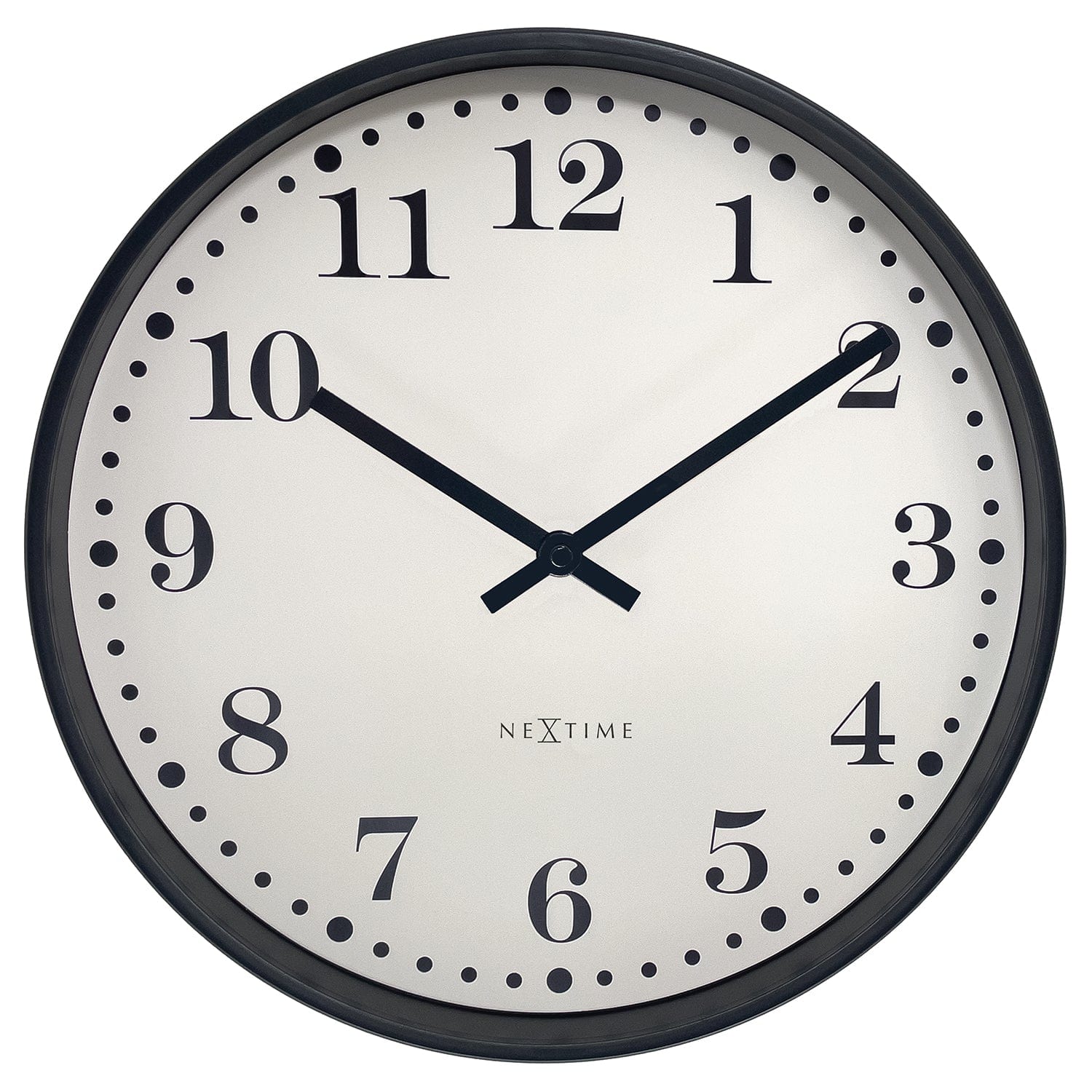 NeXtime - Wandklok 30cm - Stil - Zwart Wit - Plastic - NeXtime