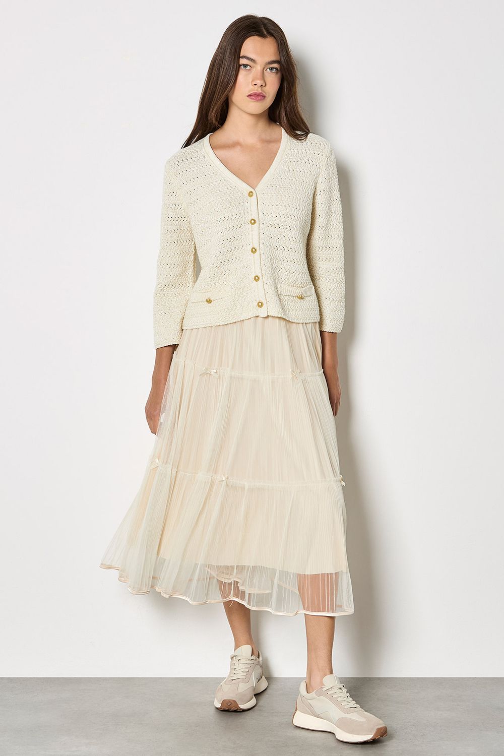 Apricot Shimmer Cotton Cardigan