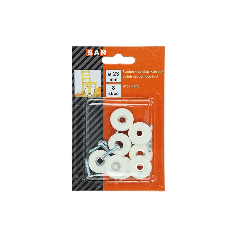 Patin glisseur à visser blanc Ø 23 mm 8 pièces
