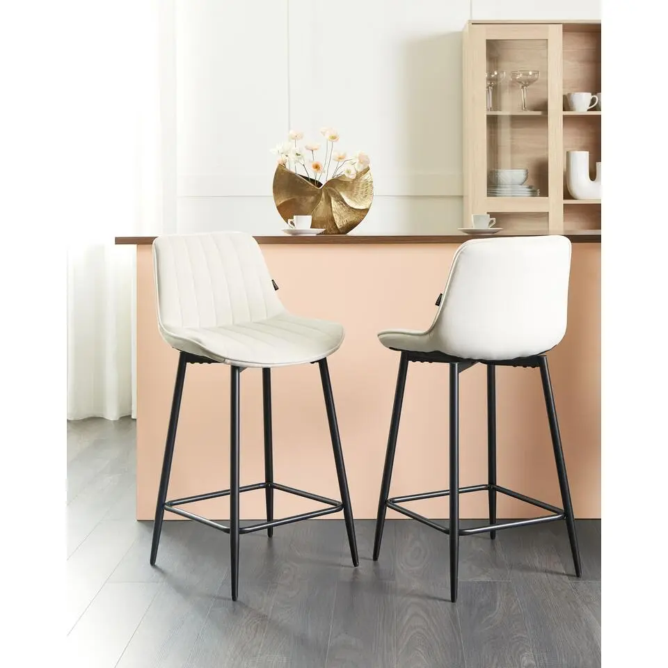 DUBROVNIK - Barkruk set van 2 - Beige - Fluweel