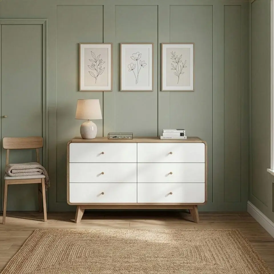 Calicosy - ALBURA Ladekast Slaapkamer - Donker hout - 39x120x75,5 cm