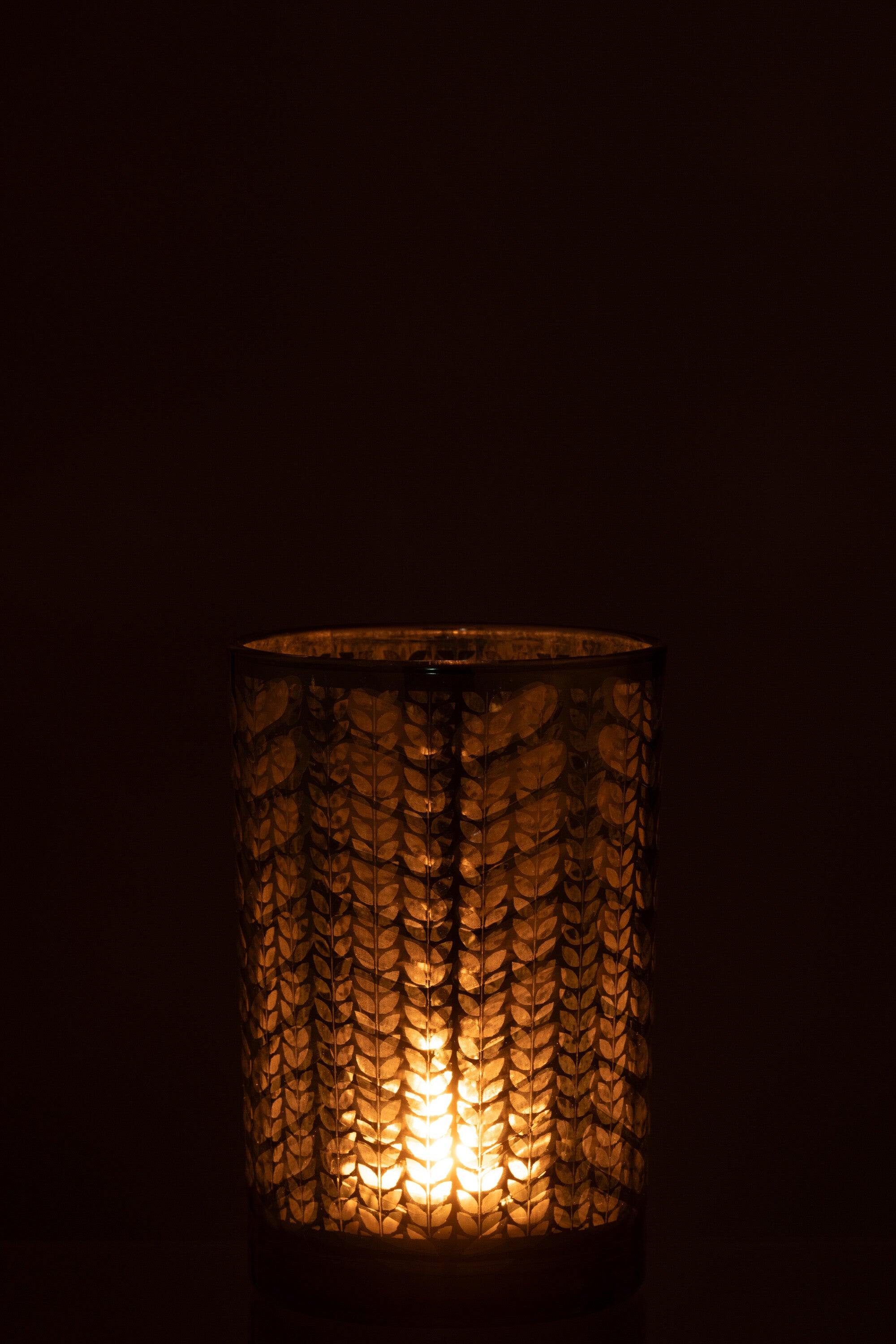 J-Line windlicht Visgraat - glas - groen zilver - large