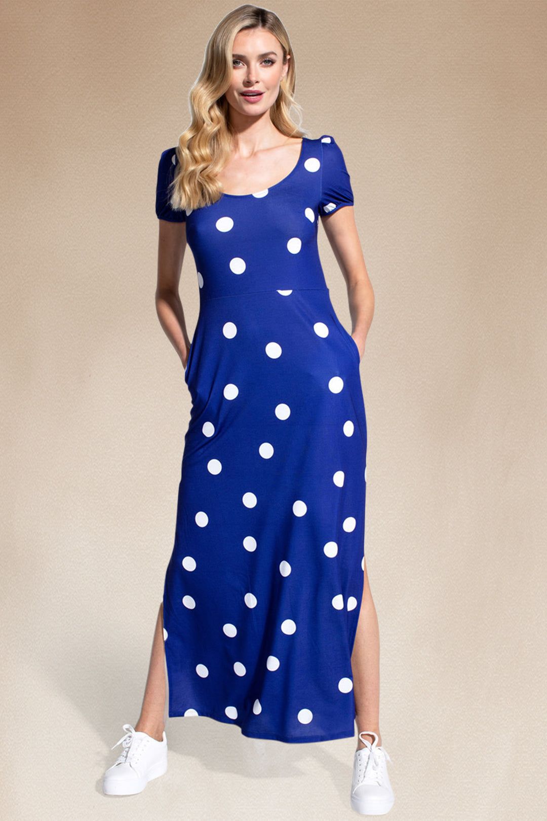 Hot Squash Split Hem Scoop Neck Maxi Dress