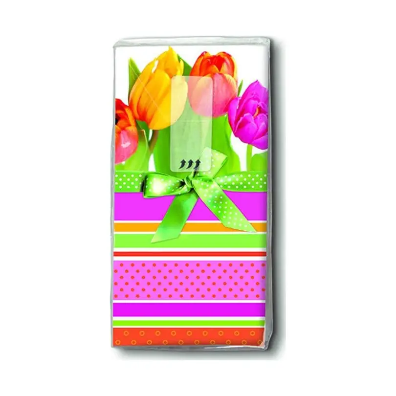 Serviette 10er-Set Tulpen und Streifen