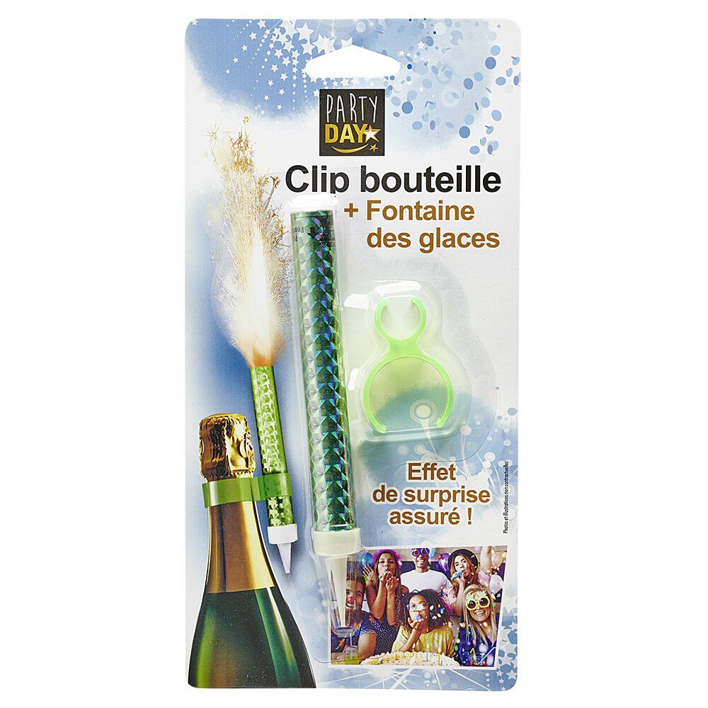 Fontaine de glace feu d'artifice bouteille