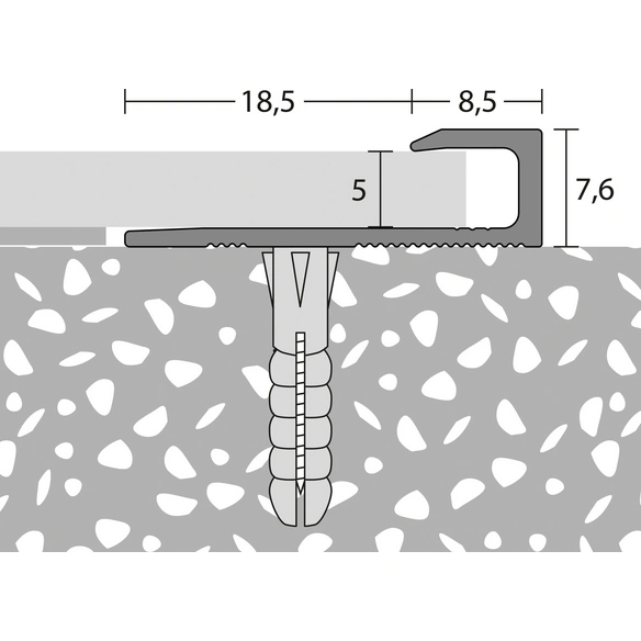 Einschubprofil, BxH: 27 x 7.6 mm, versenkt gelocht