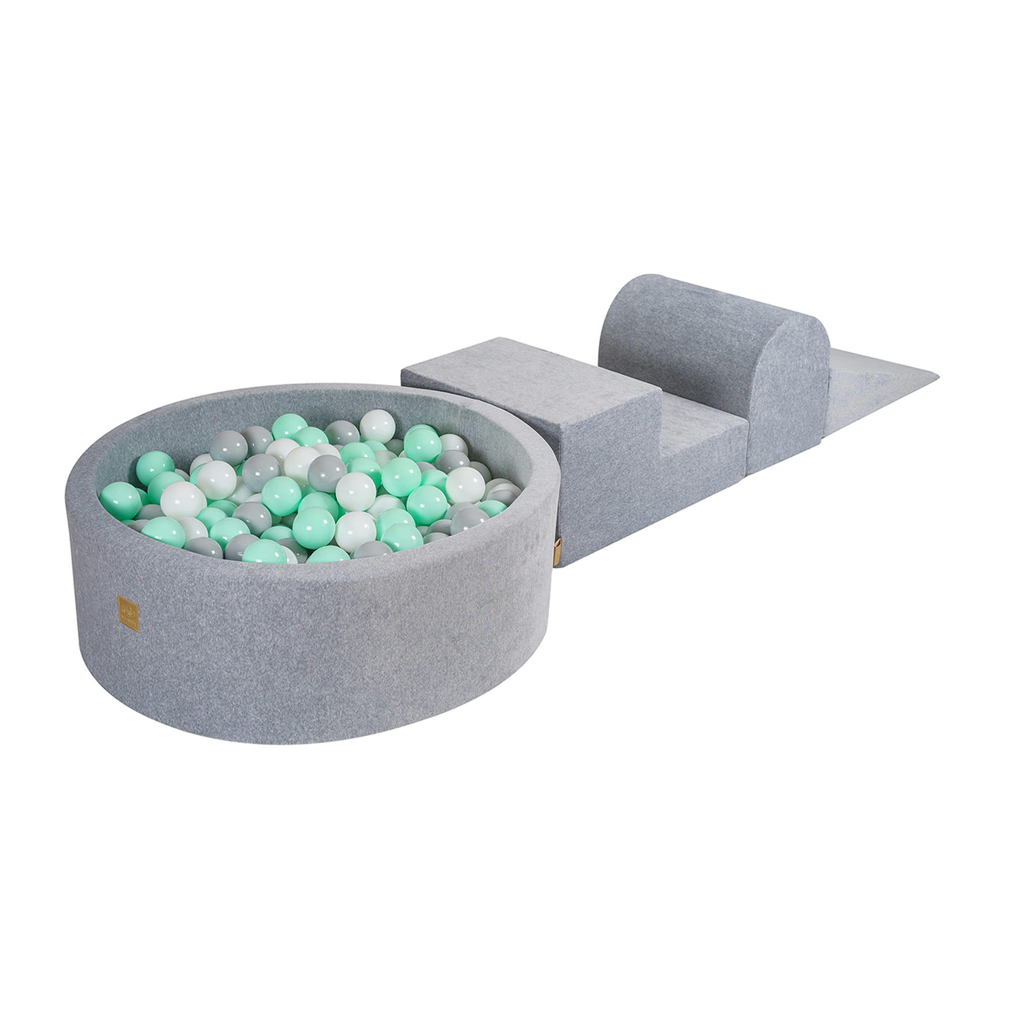 - Aire de jeu mousse avec piscine à balles Blanc/Gris/Menthe W90cm