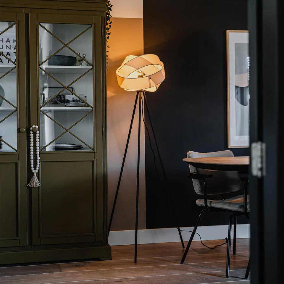 Qazqa tripod lamp cloth wit e27