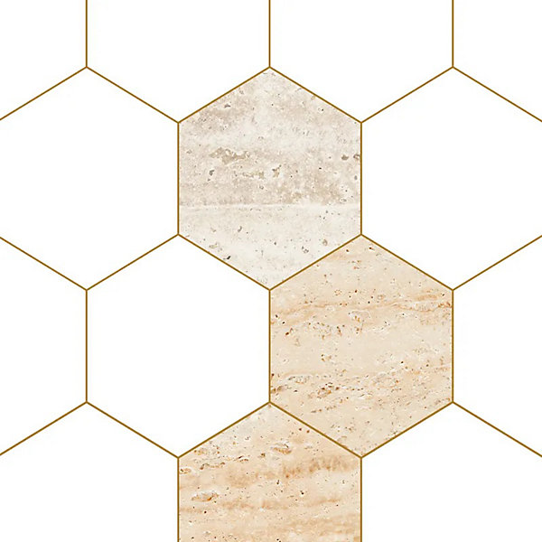Lot de 2 panneaux de douche en aluminium (90x220 &120x220 cm)   profilés blanc - Hexa Travertin - Gris