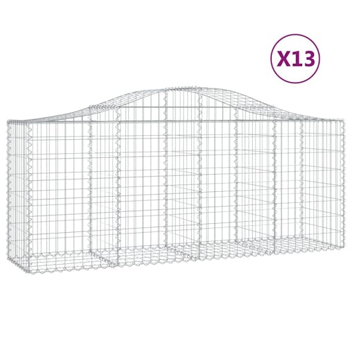 NNEVL Arched Gabion Baskets 13 pcs 200x50x80/100 cm Galvanised Iron