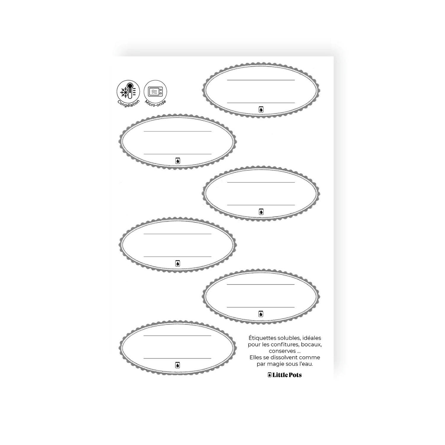 - Étiquettes hydrosolubles