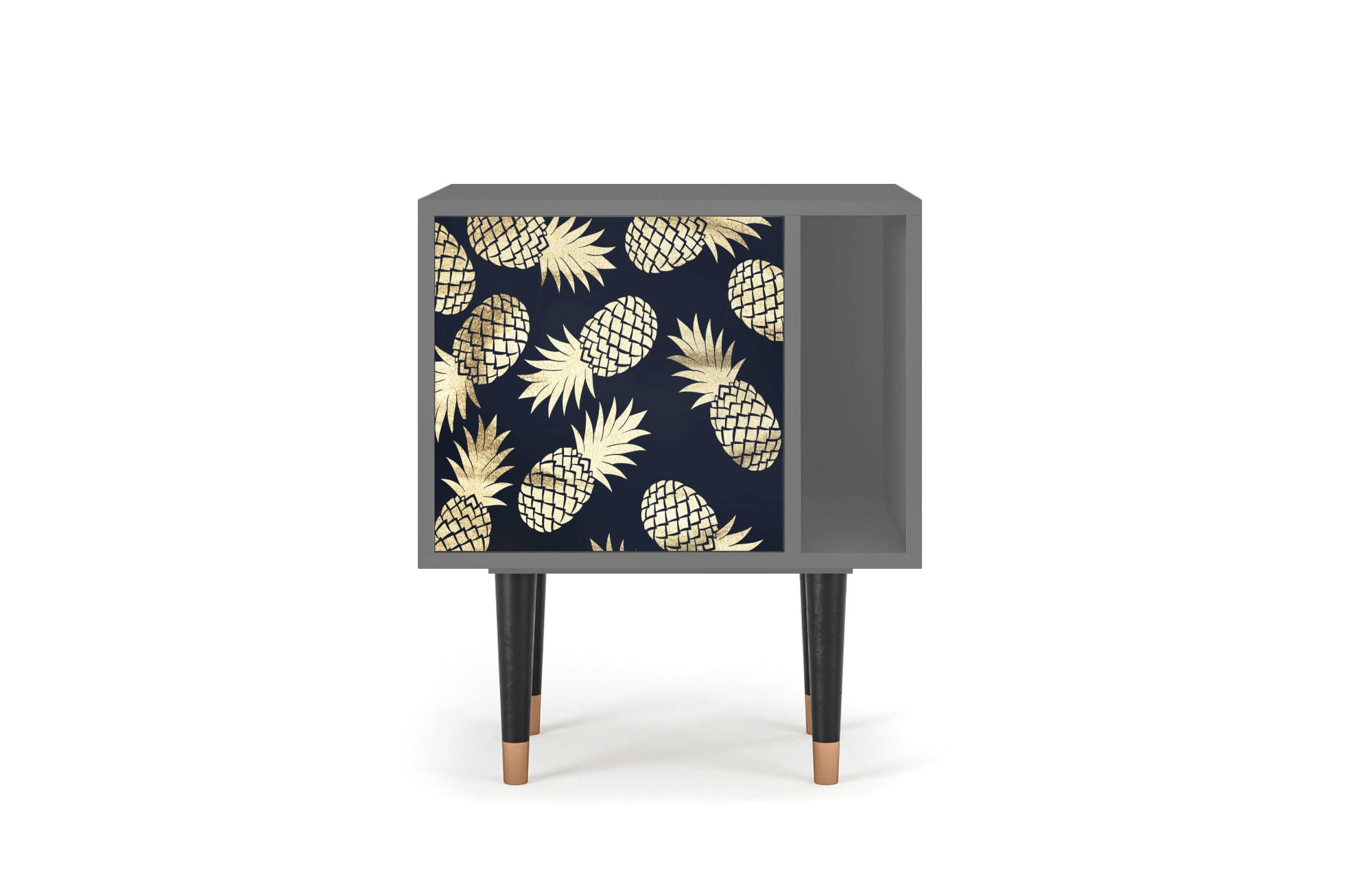 SUNNY PINEAPLE - Table de chevet bleu et jaune 1 porte L 58 cm