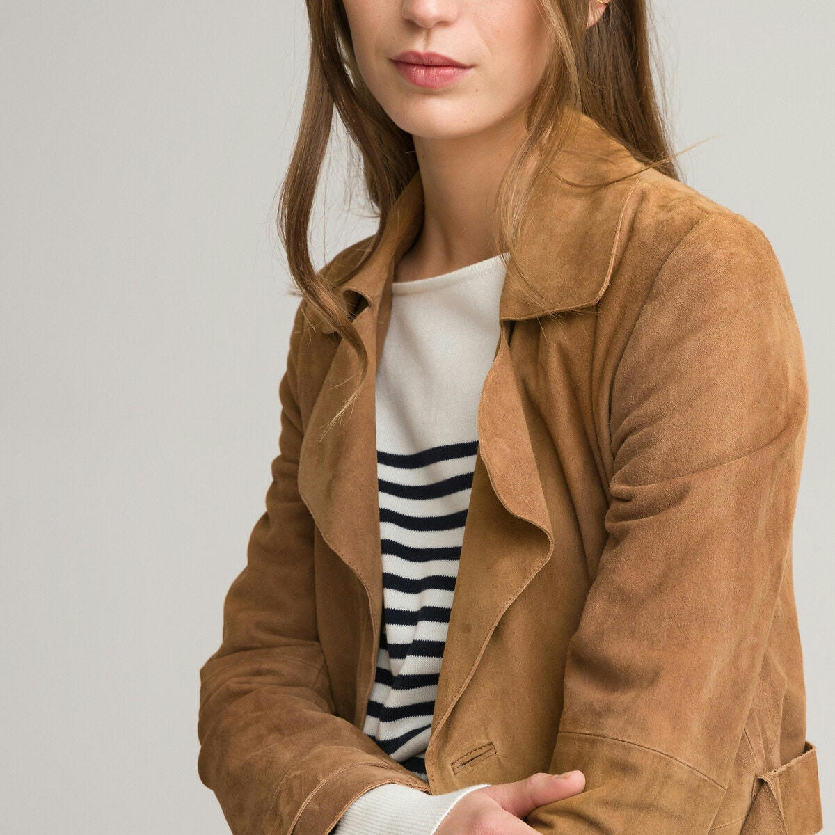 Veste trench long cuir