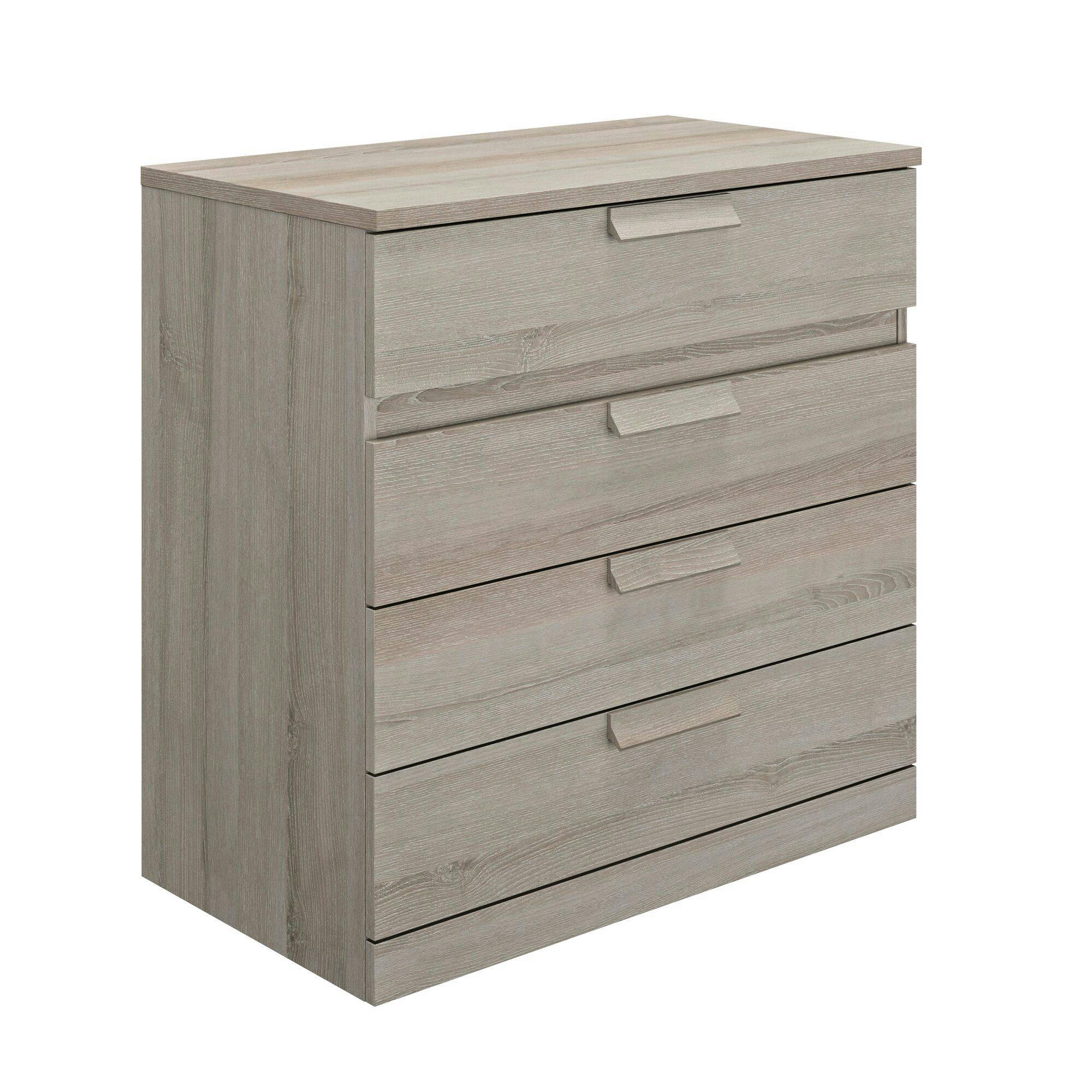 GAIA - Commode 4 tiroirs effet bois gris